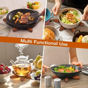 Trivet per alberi in <span class=keywords><strong>legno</strong></span> per piatti caldi-Set di 4 per un facile riporre i supporti caldi-ornamenti multifunzionali - Product Image 6