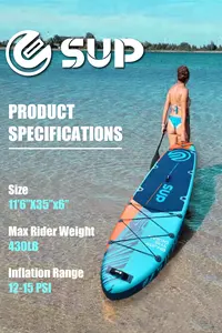 Esup 11FT 6in tất cả các vòng unisex siêu rộng standup Paddle Board Inflatable isup sap Hội Đồng Quản Trị cho gia đình