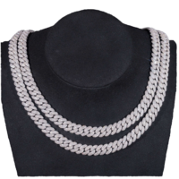 Cadena Cubana de Alta Calidad Estilo Hip Hop, Totalmente Cubierta de Moissanita, Plata de Ley 925, Unisex, Agrega Brillo al Look Diario