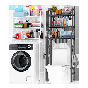 Estante de almacenamiento para baño de 3 niveles, montado en el suelo, sin necesidad de taladrar, para almacenamiento en el inodoro, lavadora y fregadero. - Product Image 5