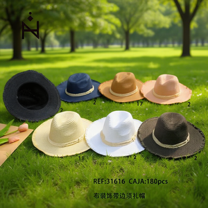 Chapeau Fedora Angelina avec bande tressée, chapeau de paille respirant pour le printemps et l'été, usage décontracté, taille adulte unisexe, 31616, lot de 180 pièces - Product Image 2