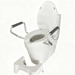 Abattant de toilette <span class=keywords><strong>surélevé</strong></span> blanc avec accoudoirs rembourrés pour toilettes allongées - Product Image 5