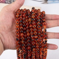 Perles rondes en agate naturelle veinée noire, vente en gros, fournitures pour la fabrication de bijoux, bracelets et colliers DIY