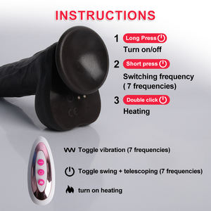 Realistischer schwarzer ferngesteuerter vibrierender teleskopdildo flüssiges silikon-stoß<span class=keywords><strong>dildo</strong></span> mit saugnapf für frauen - Product Image 6