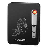 Lot de 20 étuis à cigarettes automatiques, prix usine, avec briquet électronique rechargeable USB pour usage extérieur