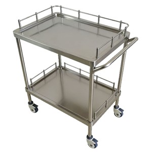 Chariot médical en acier inoxydable Red Star 652x420x830mm, chariot de traitement à 2 niveaux pour clinique, cabinet dentaire, salon de beauté, rangement - Product Image 1