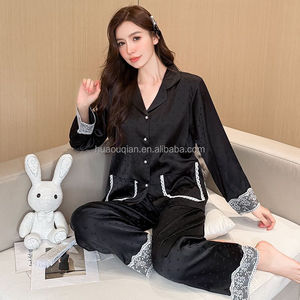 <span class=keywords><strong>Pigiama</strong></span> in Seta Ghiaccio con Motivo a <span class=keywords><strong>Cuori</strong></span> Stile Francese da Donna, Nuova Collezione Primavera Autunno 2026, Elegante Abbigliamento da Notte a Maniche Lunghe con Bordo in Pizzo - Product Image 5