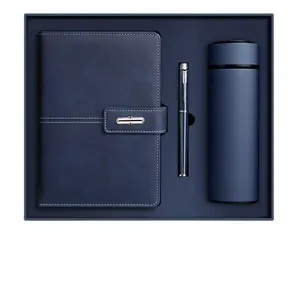 2023 coffret cadeau de vacances personnalisé de qualité supérieure en cuir PU couverture Logo personnalisé cahier d'affaires avec stylo et boîte coffret cadeau