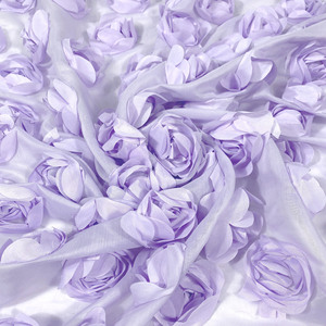 <strong>Wholesale</strong> Multi Color 3D <strong>Soft</strong> Chiffon Flower Embroidery Rosette <strong>Lace</strong> <strong>Fabric</strong> for Wedding Deco Table Overlay - Product Image 2