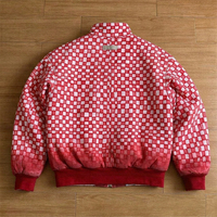 Veste bomber courte zippée pour homme, col montant, imprimé damier dégradé, fabriquée sur mesure par un fabricant de Dongguan
