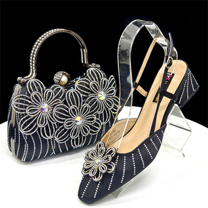 Conjunto de 2 piezas de zapatos y bolso italianos para fiesta con pedrería, de alta calidad, para mujer, zapatos de boda y bolso a juego, para vestidos de fiesta, RTS, pedido mixto al por mayor - Product Image 2