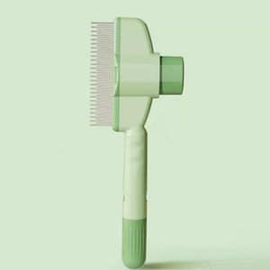 Peine antipulgas para depilación de mascotas seguro portátil de autolimpieza con un clic con dientes largos y cortos de acero inoxidable para perros y gatos - Product Image 6