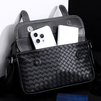 Sac bandoulière homme en cuir PU, style tissé, décontracté et professionnel, vente en gros d'usine, logo personnalisé, petit sac messager