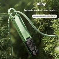 Nouveau support de bureau magnétique en alliage d'aluminium avec réglage de hauteur, support de téléphone portable mini pliable et portable, et porte-clés