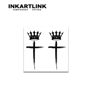 Tatuajes Temporales Clásicos de Cruz con Corona Negra, Estilo de Tinta Realista de 15 Días, Arte Corporal para Cuello y Brazos para Adultos, Venta al por Mayor - Product Image 3