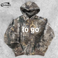 Veste à capuche zippée camouflage 100 % coton pour homme, coupe courte, imprimé numérique, imperméable, séchage rapide, streetwear printemps, vêtement tricoté
