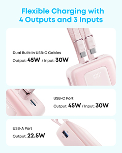 Anker Zolo A110M 20000mAh 45W PD พาวเวอร์<span class=keywords><strong>แบ</strong></span>งค์ สาย USB-C คู่ในตัว 4 ช่องจ่ายไฟ พร้อมหน้าจอแสดงผลดิจิตอล <span class=keywords><strong>แบ</strong></span><span class=keywords><strong>ต</strong></span>เตอรี่สำรอง<span class=keywords><strong>แบ</strong></span>บพกพา - Product Image 2