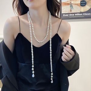 Pearl Necklace Multi Layered Long Chain Water Drop Pendant For Women Everyday Wear Silver Gold Color Options 953 - Product Image 3