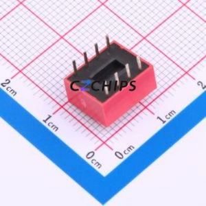 2.54-4P CJPB-H DIP Switch Through hole Component (THT) Switch Flat Toggle, Raised Type Single Pole Single Throw 4 PC Pin - Product Image 2