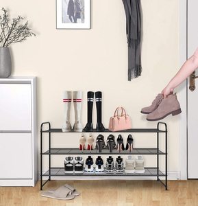 Metal Long Shoe Rack for Closet Shoe Organizer for Entryway Wide Stackable Shoe Storage <b>Shelf</b> With Sturdy <b>Wire</b> Grid for Closet - Product Image 3