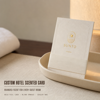 Carte parfumée personnalisée pour hôtel avec logo doré à chaud pour les commodités des chambres d'hôtes, faible MOQ, cartes parfumées scellées en aluminium