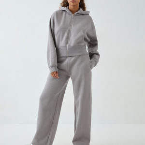 Conjunto Deportivo de Invierno para Mujer, Talla Grande, Color Sólido, con Capucha, Diseño Corto, Resistente al Viento y Transpirable - Product Image 2