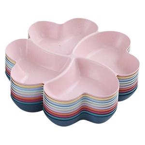Boîte à bonbons en forme de fleur, en paille de blé, plateau à collation multi-compartiments pour la maison et le bureau, beige, vert, bleu, rose, orange, rouge - Product Image 3