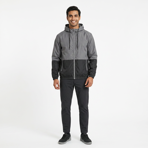 Waterproof Windbreaker <b>Jacket</b> <b>Men</b> Canvas Stand Collar 100% Cotton Hooded Woven Zipper Reflecting Outdoor <b>Jackets</b> - Product Image 1
