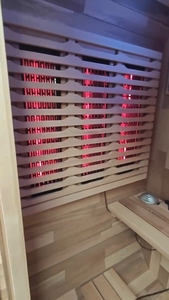 Cabine de sauna infrarouge lointain carrée en cèdre rouge, moderne et luxueuse, pour 1 personne, à installer en extérieur - Product Image 4