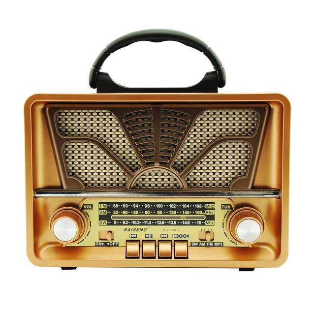 Factory Wholesale Price R-7133Bt 2023 Retro AM/FM/SW Speaker Vintage 1980 Style Portable Multiband DC AC Radio with Flashlight
