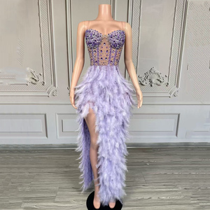 Novance Y4591 Dropshipping productos <span class=keywords><strong>plumas</strong></span> moradas Chic elegante <span class=keywords><strong>vestidos</strong></span> <span class=keywords><strong>de</strong></span> noche diamantes <span class=keywords><strong>de</strong></span> imitación vestido <span class=keywords><strong>de</strong></span> <span class=keywords><strong>fiesta</strong></span> <span class=keywords><strong>de</strong></span> cumpleaños <span class=keywords><strong>para</strong></span> mujeres - Product Image 1