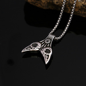 Yunnique Collier Pendentif Tête d'Aigle en Argent Tibétain, Chaîne de 3mm, Chaîne de Pull Tendance, Bijoux pour Homme, Style Rétro - Product Image 4