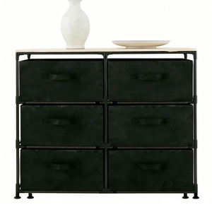 Armoire de rangement moderne pour salon - Commode à 6 <span class=keywords><strong>tiroirs</strong></span> en tissu avec structure métallique robuste, idéale pour l'entrée et le couloir - Product Image 1