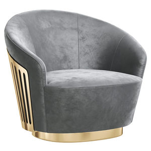 <span class=keywords><strong>Fauteuil</strong></span> <span class=keywords><strong>pivotant</strong></span> d'appoint de luxe en acier inoxydable, rembourrage en tissu velours capitonné, pour hôtel, villa, salon - Product Image 4