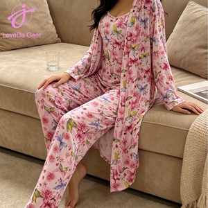 Loveda - Conjunto de Pijama para Mujer, Estilo Informal, Holgado, con Estampado Floral, Camiseta de Tirantes Finos, Pantalones Rectos - Product Image 2