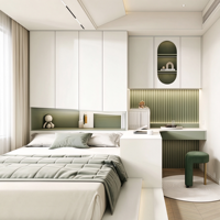 Ensemble de chambre à coucher moderne italien en chêne avec lit de rangement, mobilier de luxe intégré avec bureau et système d'étagères intégrés