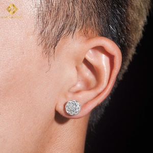 Boucles d'oreilles clous en moissanite, taille brillant rond, motif étoile, argent 925, style classique hip-hop, certifiées GRA, pour homme - Product Image 6
