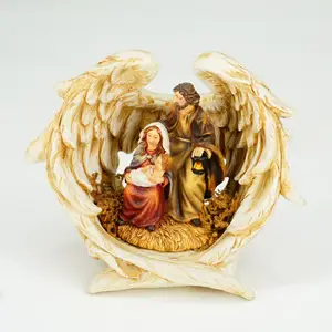 Set religioso su misura in resina Jiayi Set di presepe cattolica figure cristiani famiglia santa per interni