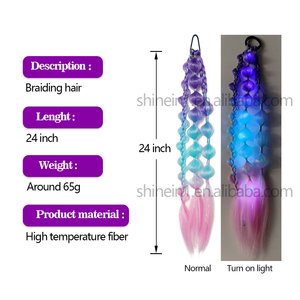 Ragazze per bambini trecce in fibra sintetica per capelli Bubble code di cavallo extension Festival colorato intrecciando i capelli con Mini luce a Led - Product Image 2