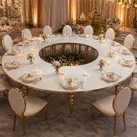 Table Serpentine Moderne de Luxe en Acier Inoxydable Doré en Forme de S pour Événements et Banquets, Table Ronde Quatre Pièces pour Mariages et Fêtes