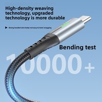 Cable de Carga Rápida Tipo-C a C de 240W 6A, Alta Corriente, con Trenzado de Nailon, Indicador LED, Sincronización de Datos para Teléfono y Portátil, Negro