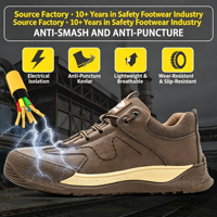 Bottes de sécurité en cuir, embout en acier, imperméables, anti-perforation, anti-écrasement, chaussures de randonnée, chaussures de travail en plein air