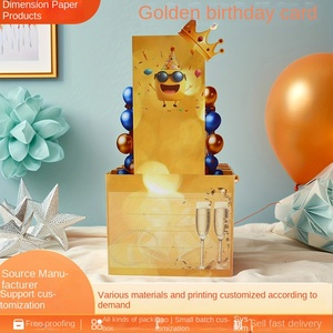 Biglietto d'Auguri Tridimensionale Dorato per Compleanno, Carta Pop-up 3D per Feste, Biglietto Stampato a Colori dai Produttori Originali - Product Image 2