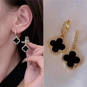 Pendientes <span class=keywords><strong>de</strong></span> Aro con Diseño <span class=keywords><strong>de</strong></span> Trébol <span class=keywords><strong>de</strong></span> Cuatro Hojas, con Diamantes <span class=keywords><strong>de</strong></span> Imitación, Joyería <span class=keywords><strong>de</strong></span> Alta Gama para Mujer, Estilo Retro y Elegante - Product Image 4