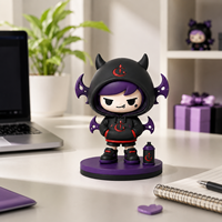 Figura de PVC de Chica Anime con Capucha de Demonio, Estilo Chica Rebelde, Muñeca Coleccionable de PVC, Juguete Artístico para Tienda de Cajas Sorpresa