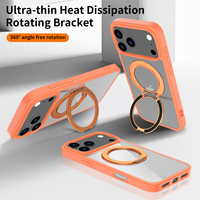 Coque de téléphone magnétique orange pour iPhone 17 Pro Max avec support rotatif Coque de téléphone portable antichoc de luxe avec couverture arrière transparente