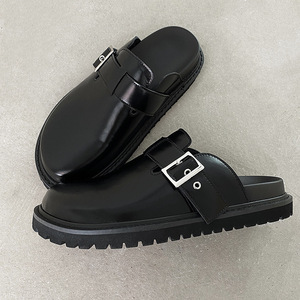 Nouvelle Collection Été – Mules en Cuir Polyvalentes et Confortables à Enfiler pour Hommes, Tendance Extérieure, Bout Large et Fermé, Chaussons Décontractés en Cuir - Product Image 2