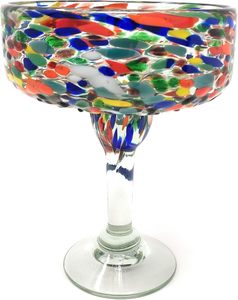 Juego de 4 Vasos de Margarita de Vidrio Soplado a Mano Mexicanos <span class=keywords><strong>Dos</strong></span> Sueos, Confetti Rock (16 Oz), Aptos para Lavavajillas - Product Image 6
