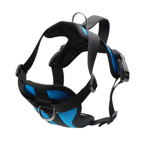 Adjustable Padded Nylon Dog <b>Harness</b> Breathable Durable <b>Black</b> Blue Medium Size Buckle Closure Simple Style for Dogs - Product Image 1