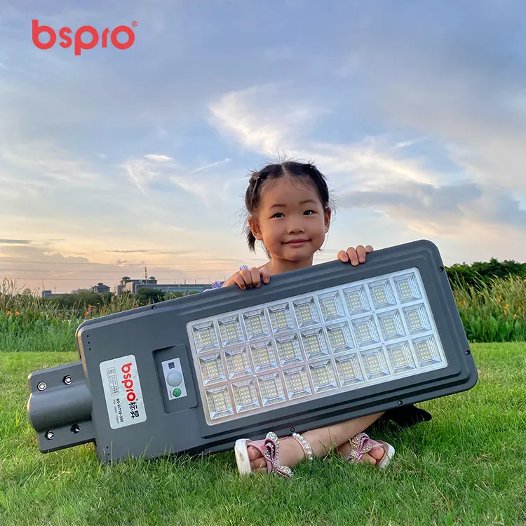 Bspro 300w lmpadas solares farola lamba ip65 luces led con paneli powered ışıkları evler için güneş sokak ışık